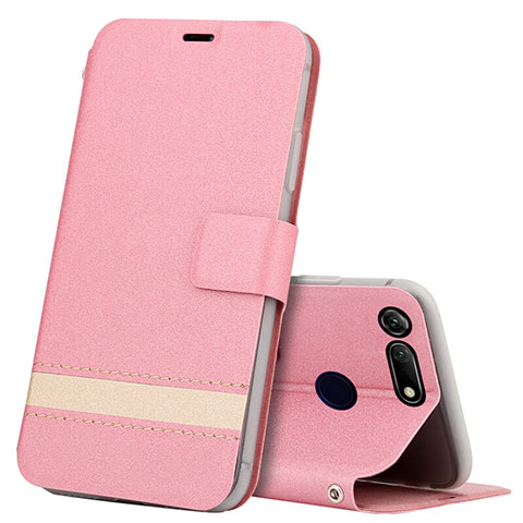 Coque Portefeuille Livre Cuir Etui Clapet T15 pour Huawei Honor View 20 Or Rose