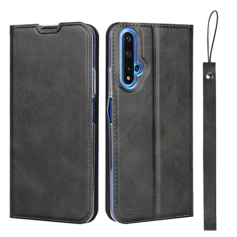 Coque Portefeuille Livre Cuir Etui Clapet T15 pour Huawei Nova 5T Noir