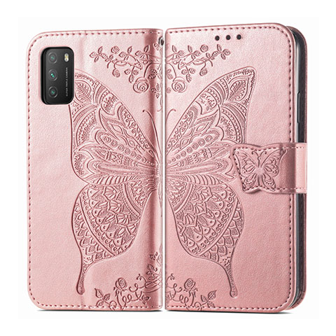 Coque Portefeuille Livre Cuir Etui Clapet T15 pour Xiaomi Poco M3 Or Rose