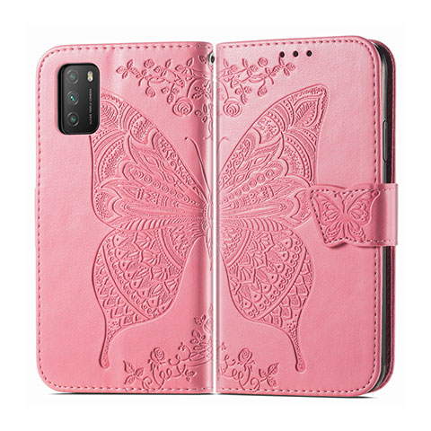 Coque Portefeuille Livre Cuir Etui Clapet T15 pour Xiaomi Poco M3 Rose