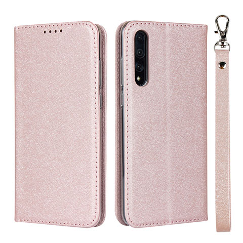 Coque Portefeuille Livre Cuir Etui Clapet T16 pour Huawei P20 Pro Or Rose