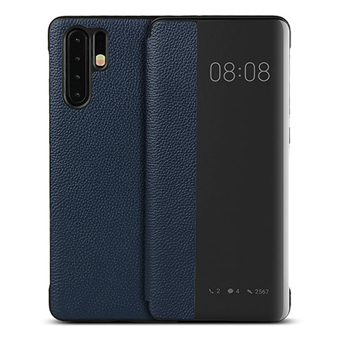 Coque Portefeuille Livre Cuir Etui Clapet T16 pour Huawei P30 Pro Bleu