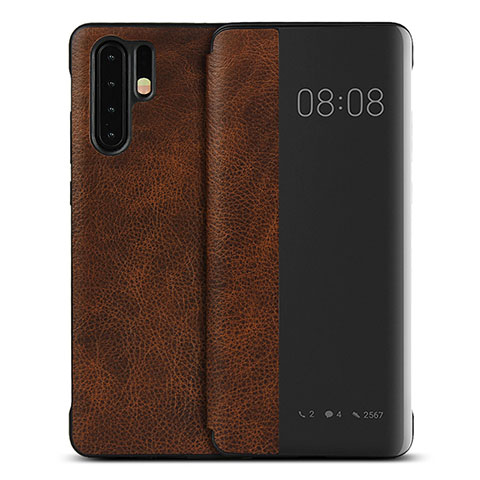 Coque Portefeuille Livre Cuir Etui Clapet T16 pour Huawei P30 Pro Marron