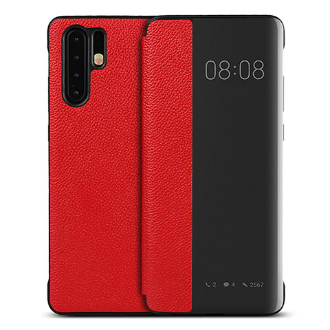 Coque Portefeuille Livre Cuir Etui Clapet T16 pour Huawei P30 Pro Rouge