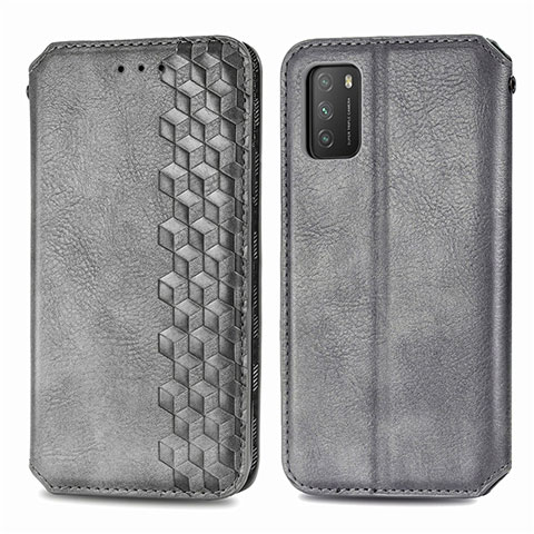 Coque Portefeuille Livre Cuir Etui Clapet T16 pour Xiaomi Poco M3 Gris