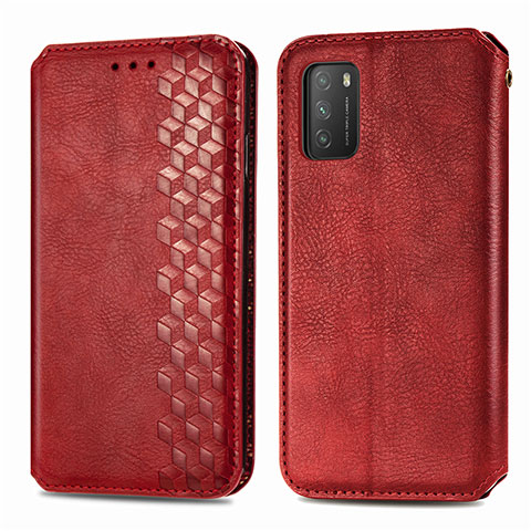 Coque Portefeuille Livre Cuir Etui Clapet T16 pour Xiaomi Poco M3 Rouge