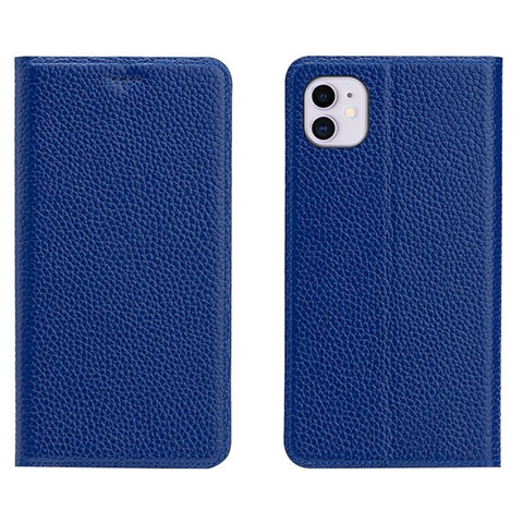 Coque Portefeuille Livre Cuir Etui Clapet T17 pour Apple iPhone 11 Bleu