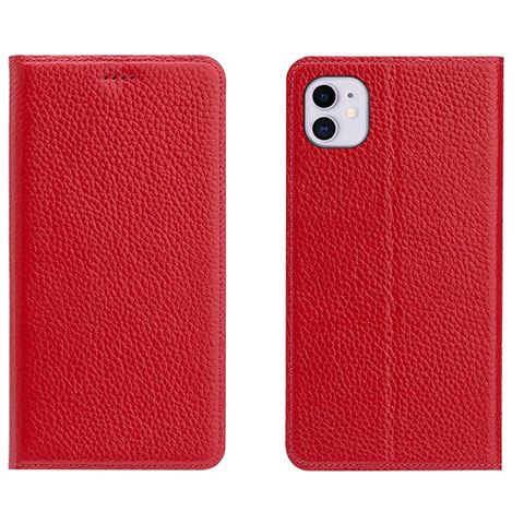 Coque Portefeuille Livre Cuir Etui Clapet T17 pour Apple iPhone 11 Rouge