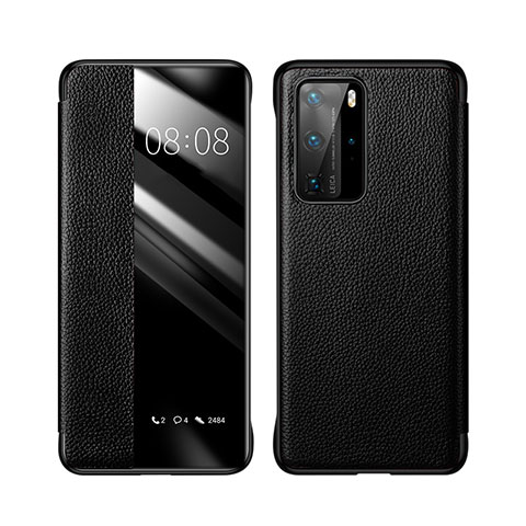 Coque Portefeuille Livre Cuir Etui Clapet T18 pour Huawei P40 Pro Noir