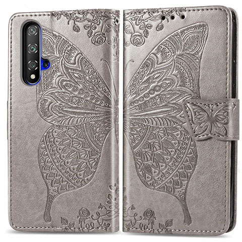 Coque Portefeuille Livre Cuir Etui Clapet T19 pour Huawei Honor 20 Gris