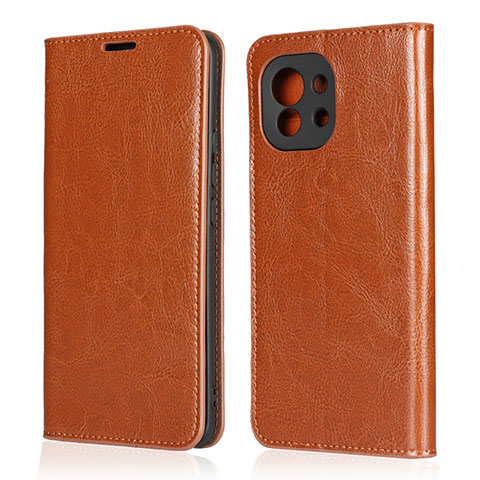 Coque Portefeuille Livre Cuir Etui Clapet T21 pour Xiaomi Mi 11 Lite 4G Brun Clair