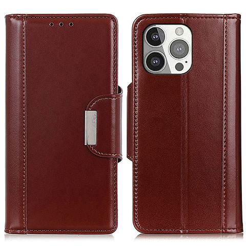 Coque Portefeuille Livre Cuir Etui Clapet T22 pour Apple iPhone 14 Pro Marron