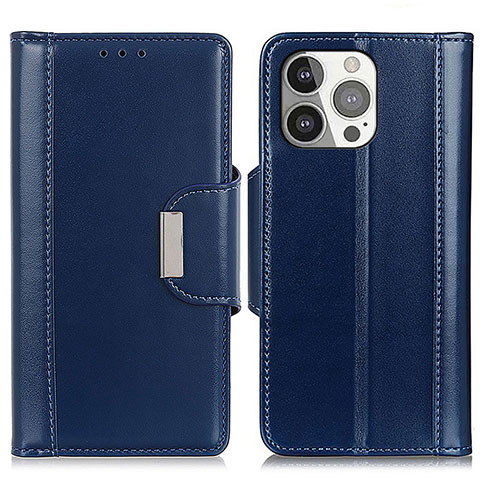 Coque Portefeuille Livre Cuir Etui Clapet T22 pour Apple iPhone 15 Pro Bleu