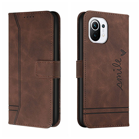 Coque Portefeuille Livre Cuir Etui Clapet T22 pour Xiaomi Mi 11 5G Marron