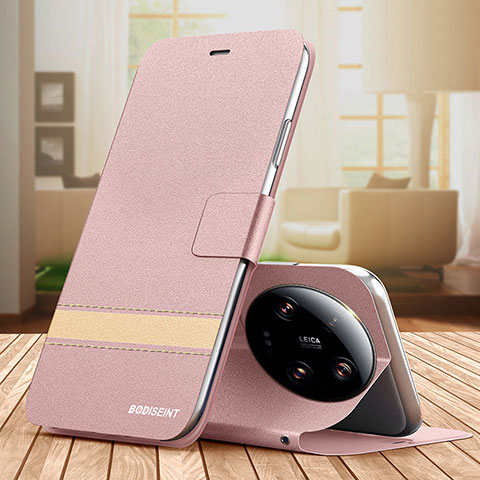 Coque Portefeuille Livre Cuir Etui Clapet TB1 pour Xiaomi Mi 13 Ultra 5G Or Rose