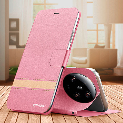 Coque Portefeuille Livre Cuir Etui Clapet TB1 pour Xiaomi Mi 13 Ultra 5G Rose Rouge