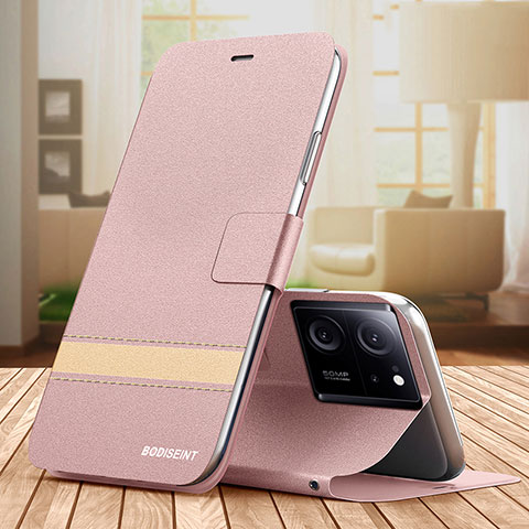 Coque Portefeuille Livre Cuir Etui Clapet TB1 pour Xiaomi Mi 13T 5G Or Rose