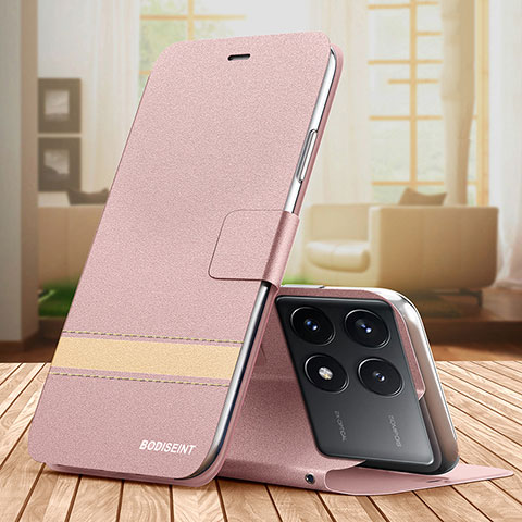 Coque Portefeuille Livre Cuir Etui Clapet TB1 pour Xiaomi Redmi K70 5G Or Rose