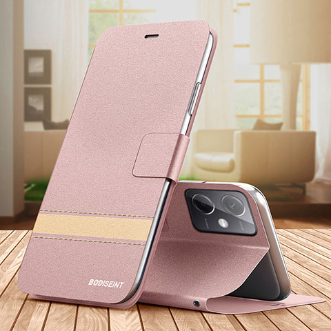 Coque Portefeuille Livre Cuir Etui Clapet TB1 pour Xiaomi Redmi Note 12R Pro 5G Or Rose