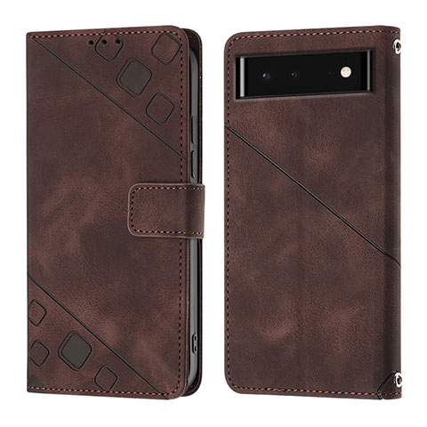 Coque Portefeuille Livre Cuir Etui Clapet Y01B pour Google Pixel 6 5G Marron