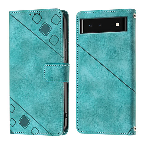 Coque Portefeuille Livre Cuir Etui Clapet Y01B pour Google Pixel 6 5G Vert