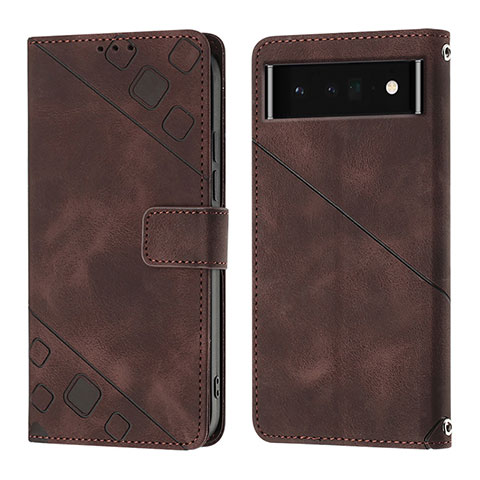 Coque Portefeuille Livre Cuir Etui Clapet Y01B pour Google Pixel 6 Pro 5G Marron