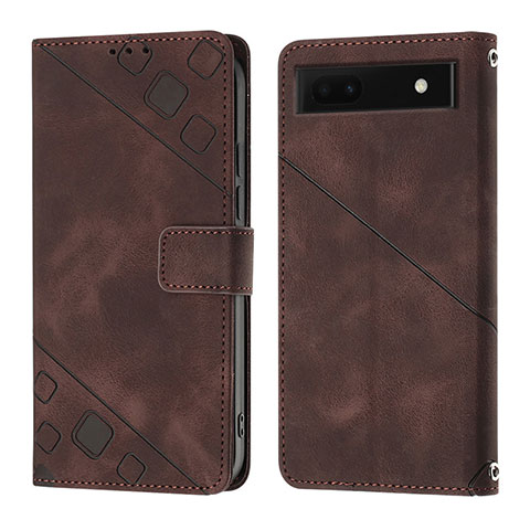 Coque Portefeuille Livre Cuir Etui Clapet Y01B pour Google Pixel 6a 5G Marron