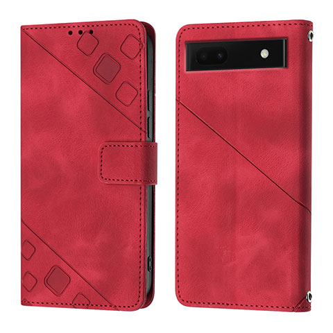 Coque Portefeuille Livre Cuir Etui Clapet Y01B pour Google Pixel 6a 5G Rouge