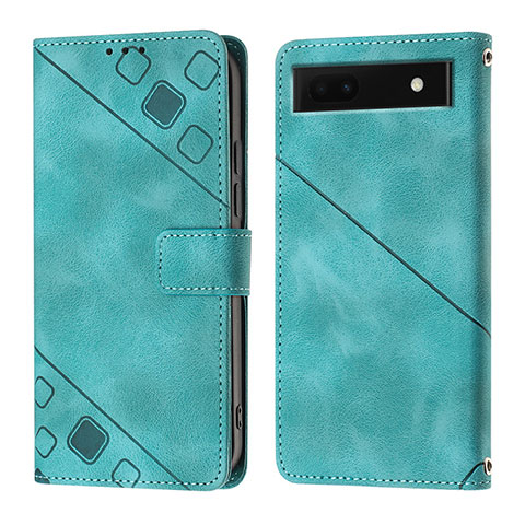 Coque Portefeuille Livre Cuir Etui Clapet Y01B pour Google Pixel 6a 5G Vert