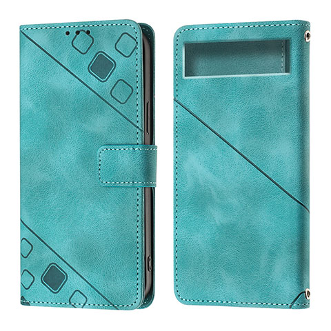 Coque Portefeuille Livre Cuir Etui Clapet Y01B pour Google Pixel 7a 5G Vert