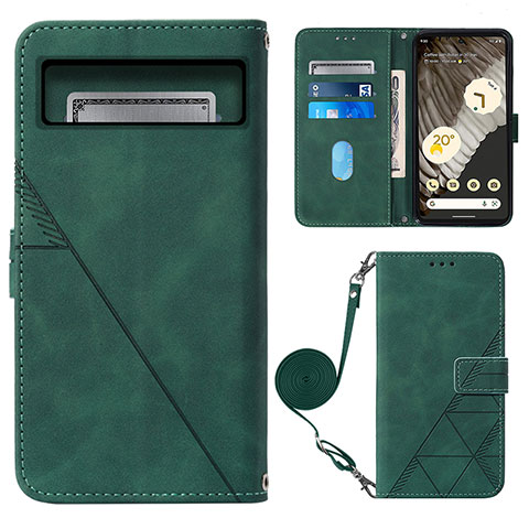 Coque Portefeuille Livre Cuir Etui Clapet Y01B pour Google Pixel 8 Pro 5G Vert