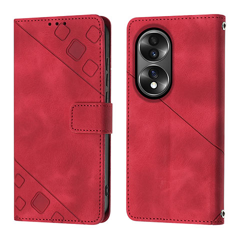 Coque Portefeuille Livre Cuir Etui Clapet Y01B pour Huawei Honor 70 5G Rouge