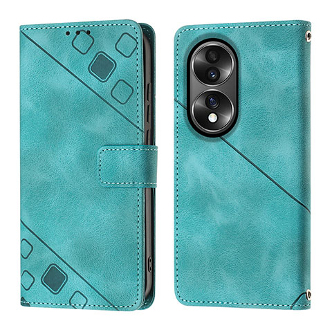 Coque Portefeuille Livre Cuir Etui Clapet Y01B pour Huawei Honor 70 5G Vert