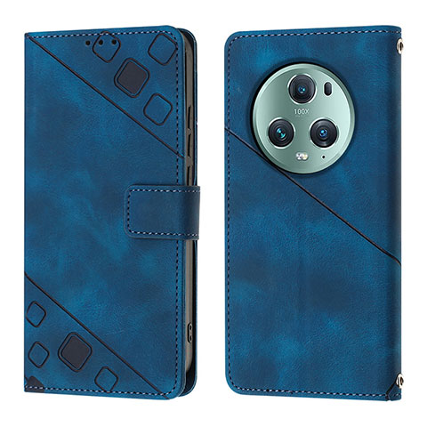 Coque Portefeuille Livre Cuir Etui Clapet Y01B pour Huawei Honor Magic5 Pro 5G Bleu