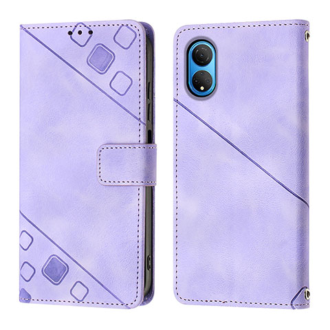 Coque Portefeuille Livre Cuir Etui Clapet Y01B pour Huawei Honor X7 Violet