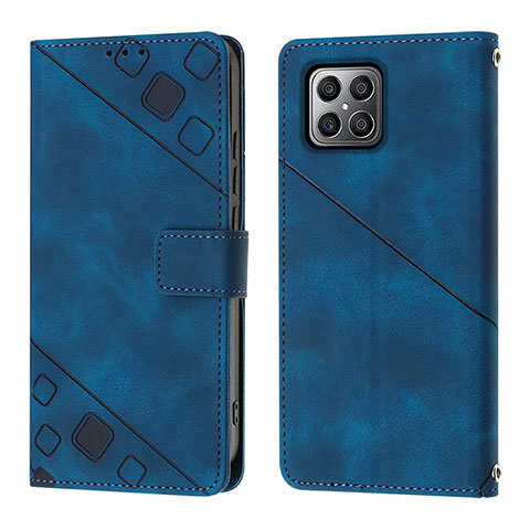 Coque Portefeuille Livre Cuir Etui Clapet Y01B pour Huawei Honor X8 4G Bleu