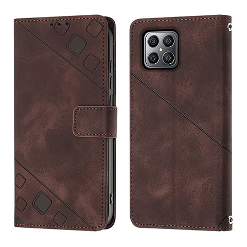 Coque Portefeuille Livre Cuir Etui Clapet Y01B pour Huawei Honor X8 4G Marron