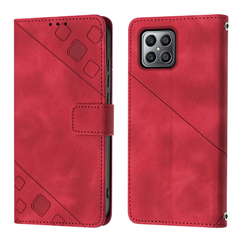 Coque Portefeuille Livre Cuir Etui Clapet Y01B pour Huawei Honor X8 4G Rouge