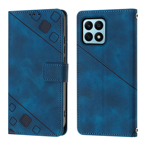 Coque Portefeuille Livre Cuir Etui Clapet Y01B pour Huawei Honor X8a 4G Bleu