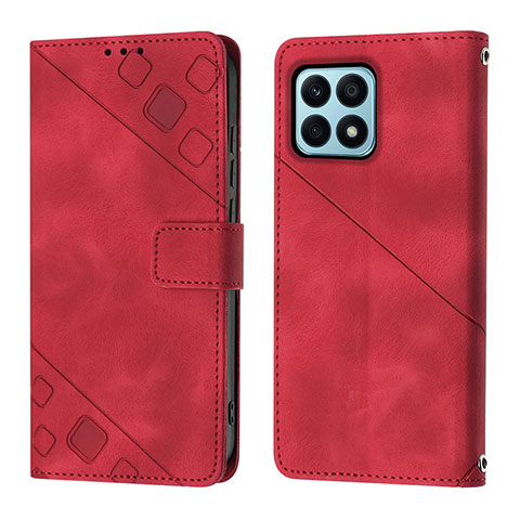 Coque Portefeuille Livre Cuir Etui Clapet Y01B pour Huawei Honor X8a 4G Rouge