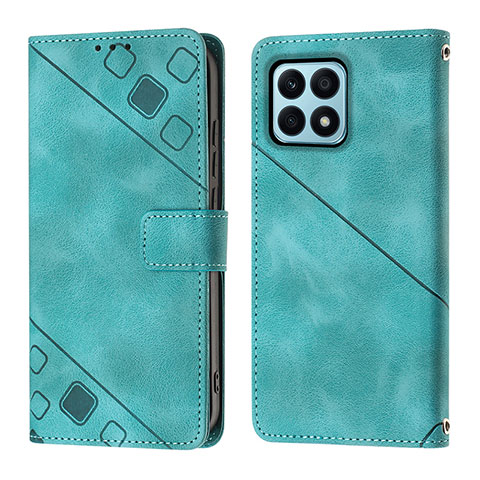 Coque Portefeuille Livre Cuir Etui Clapet Y01B pour Huawei Honor X8a 4G Vert