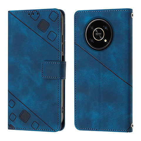 Coque Portefeuille Livre Cuir Etui Clapet Y01B pour Huawei Honor X9 5G Bleu