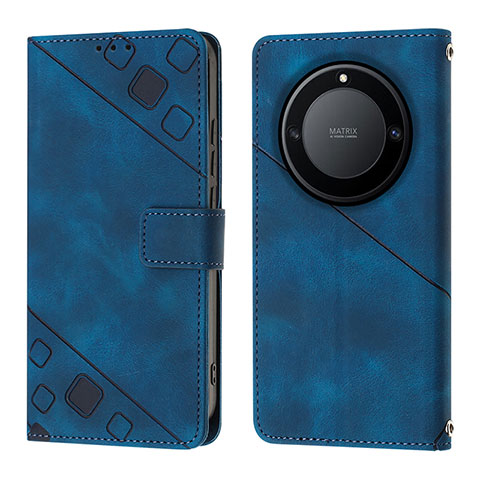 Coque Portefeuille Livre Cuir Etui Clapet Y01B pour Huawei Honor X9a 5G Bleu