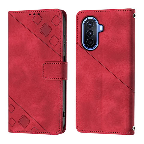 Coque Portefeuille Livre Cuir Etui Clapet Y01B pour Huawei Nova Y70 Plus Rouge