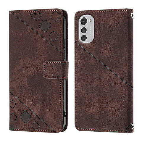 Coque Portefeuille Livre Cuir Etui Clapet Y01B pour Motorola Moto E32 Marron