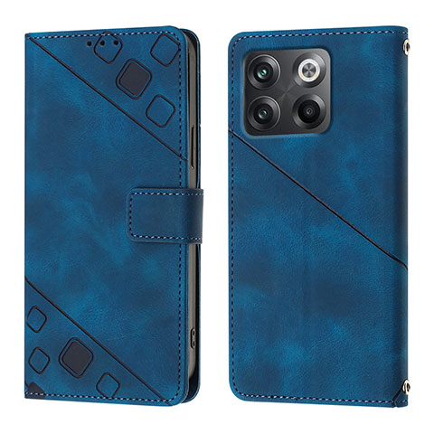 Coque Portefeuille Livre Cuir Etui Clapet Y01B pour OnePlus 10T 5G Bleu