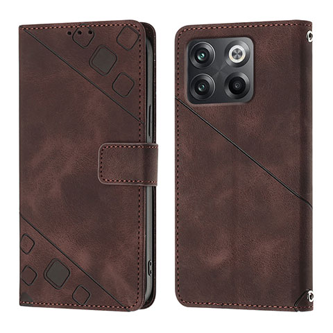 Coque Portefeuille Livre Cuir Etui Clapet Y01B pour OnePlus 10T 5G Marron