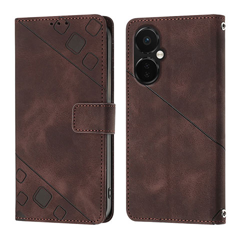 Coque Portefeuille Livre Cuir Etui Clapet Y01B pour OnePlus Nord CE 3 5G Marron