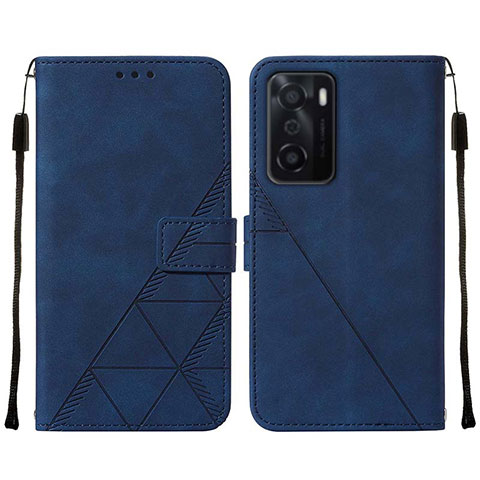 Coque Portefeuille Livre Cuir Etui Clapet Y01B pour Oppo A55S 5G Bleu