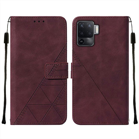 Coque Portefeuille Livre Cuir Etui Clapet Y01B pour Oppo A94 4G Vin Rouge